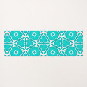 Teal Floral Moroccan Tile Pattern ヨガマット (裏面(横))
