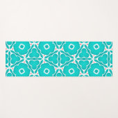 Teal Floral Moroccan Tile Pattern ヨガマット (正面(横))