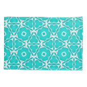 Teal Floral Moroccan Tile Pattern 枕カバー (裏面-左)