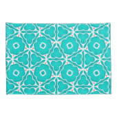 Teal Floral Moroccan Tile Pattern 枕カバー (裏面-右)