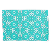 Teal Floral Moroccan Tile Pattern 枕カバー (正面左)