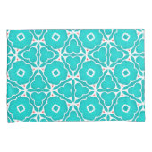 Teal Floral Moroccan Tile Pattern 枕カバー (正面右)