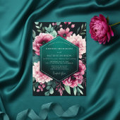 Teal Floral Nocturne Wedding 招待状