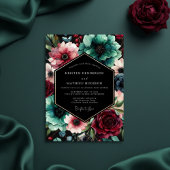 Teal Floral Opulent Wedding 招待状