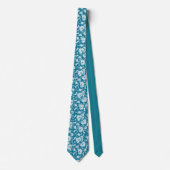 Teal Floral Pattern Custom Necktie ネクタイ (正面)