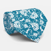 Teal Floral Pattern Custom Necktie ネクタイ (ロール)