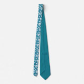 Teal Floral Pattern Custom Necktie ネクタイ (裏面)
