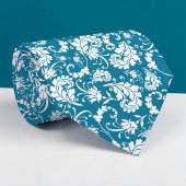 Teal Floral Pattern Custom Necktie ネクタイ