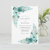 Teal Floral Romance Wedding 招待状 (スタンド正面)