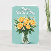 Teal Floral Roses Pattern Card カード (正面)