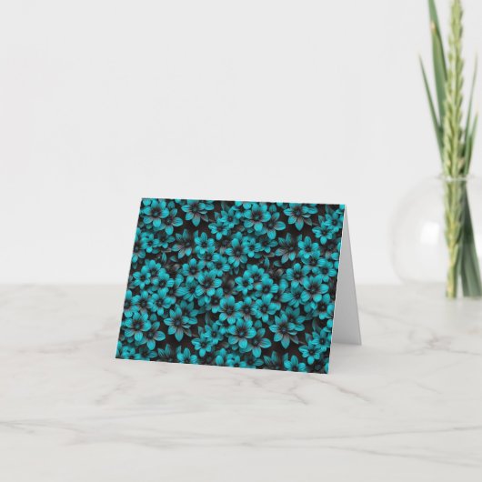 Teal Floral Thank You Card サンキューカード (正面)