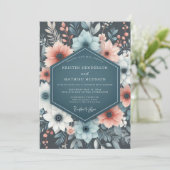 Teal Floral Whimsy Wedding 招待状 (スタンド正面)