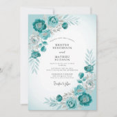Teal Frosty Winter Wedding 招待状 (正面)