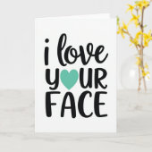 Teal Funny Love Your Face Card カード (黄色い花)