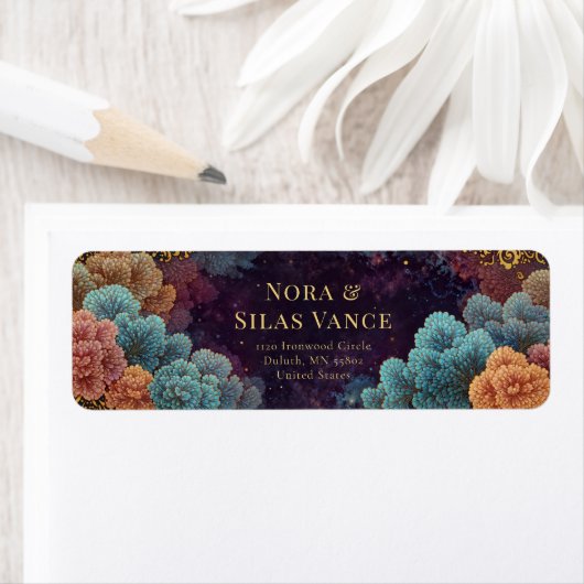 Teal Galaxy Coral Ornate Gold Frame ラベル (インサイチュ)