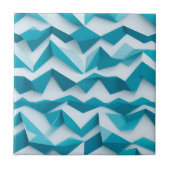 Teal Geometric Chevron 3D Pattern タイル (正面)
