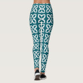 Teal Geometric Flower Pattern Women's Leggings レギンス (裏面)