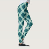 Teal Geometric Plaid Women’s Workout Leggings レギンス (右)