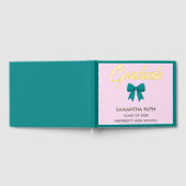 Teal Gingham Bow Graduation Party ゲストブック (全面)