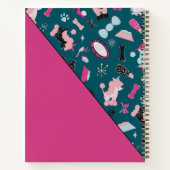 Teal Girly Mid-Century Pet Groomer ノートブック (裏面)