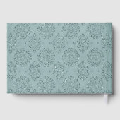 Teal Glitter Damask with Photo Frame Guest Book ゲストブック (裏面)