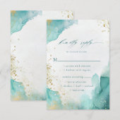 Teal Gold Abstract Beach Wedding Meal Options 出欠カード (正面/裏面)