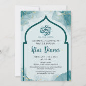 Teal Gold Abstract Ramadan Iftar Dinner Invitation 招待状 (正面)