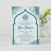 Teal Gold Abstract Ramadan Iftar Dinner Invitation 招待状 (スタンド正面)