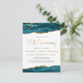 Teal Gold Agate 50th Anniversary Invitation ポストカード (スタンド正面)