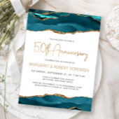 Teal Gold Agate 50th Anniversary Invitation ポストカード
