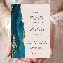 Teal Gold Agate Beige Wedding