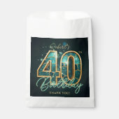 Teal Gold Agate Men 40th Birthday Party Thank You フェイバーバッグ (正面)