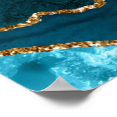 Teal Gold Agate Wedding Seating Chart 10 Table ポスター (角)