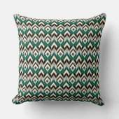 Teal Gold Art Deco Chevron Pattern クッション (正面)