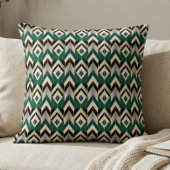Teal Gold Art Deco Chevron Pattern クッション