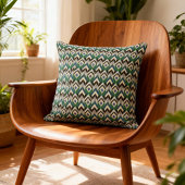 Teal Gold Art Deco Chevron Pattern クッション