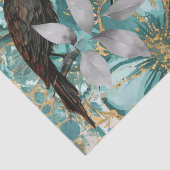 Teal & Gold Distressed Floral & Ravens 薄葉紙 (詳細)