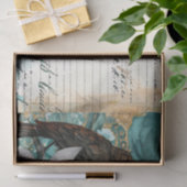 Teal & Gold Distressed Floral & Ravens 薄葉紙 (ギフト)