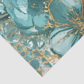 Teal & Gold Distressed Floral & Ravens 薄葉紙 (詳細)