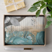 Teal & Gold Distressed Floral & Ravens 薄葉紙 (ギフト)