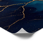 Teal Gold Fluid Art Abstract ポスター (角)