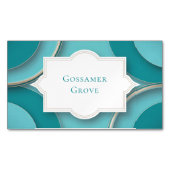Teal Gold Layered Circles with Bracket Frame マグネット名刺 (正面)