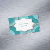 Teal Gold Layered Circles with Bracket Frame マグネット名刺 (インサイチュ)