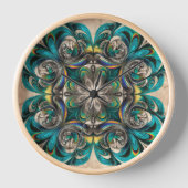 Teal & Gold Mandala Wall Clock 壁時計 (正面)