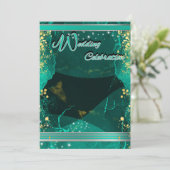 Teal & Gold Marble Flat Card 招待状 (スタンド正面)