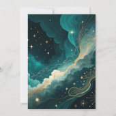 Teal Gold Marble Glitter Elegant Wedding 招待状 (裏面)