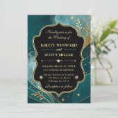 Teal Gold Marble Glitter Elegant Wedding 招待状 (スタンド正面)