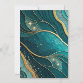 Teal Gold Marble Glitter Elegant Wedding 招待状 (裏面)