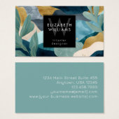 Teal Gold Modern Abstract Monogram Business Cards (正面&裏面)