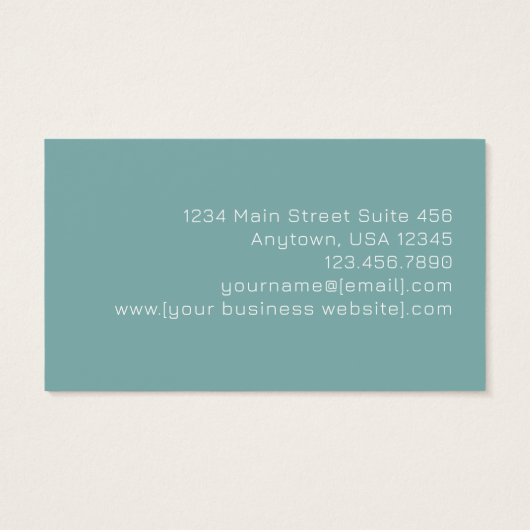 Teal Gold Modern Abstract Monogram Business Cards (裏面)